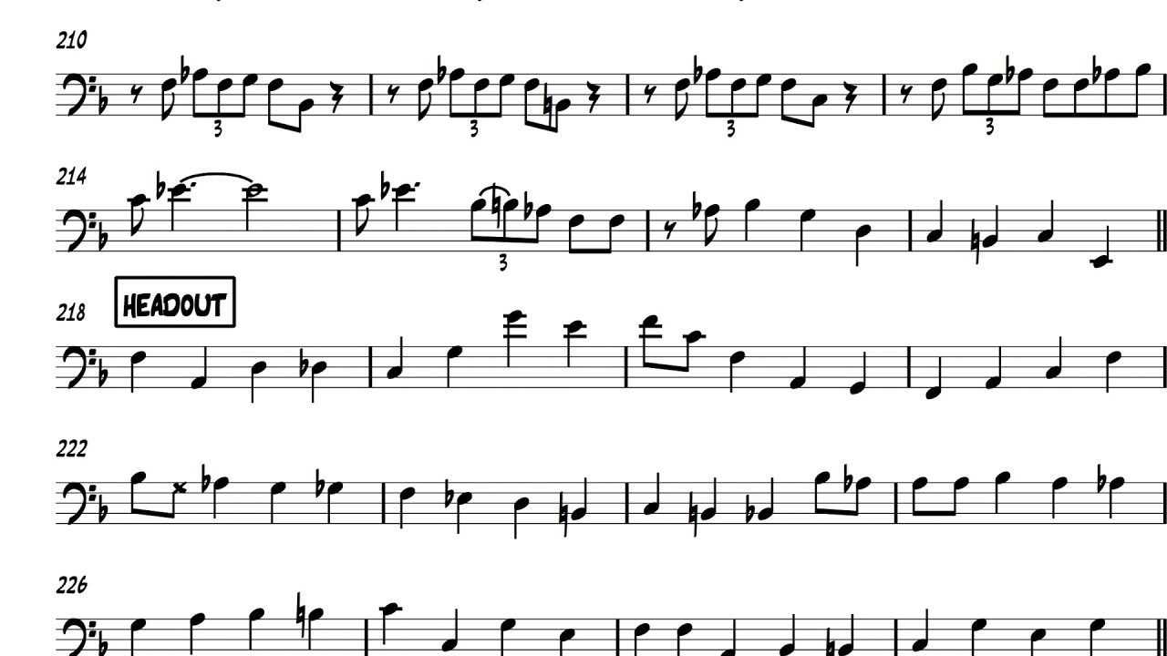 Paul Chambers - blue spring shuffle (blues in F) bass transcription