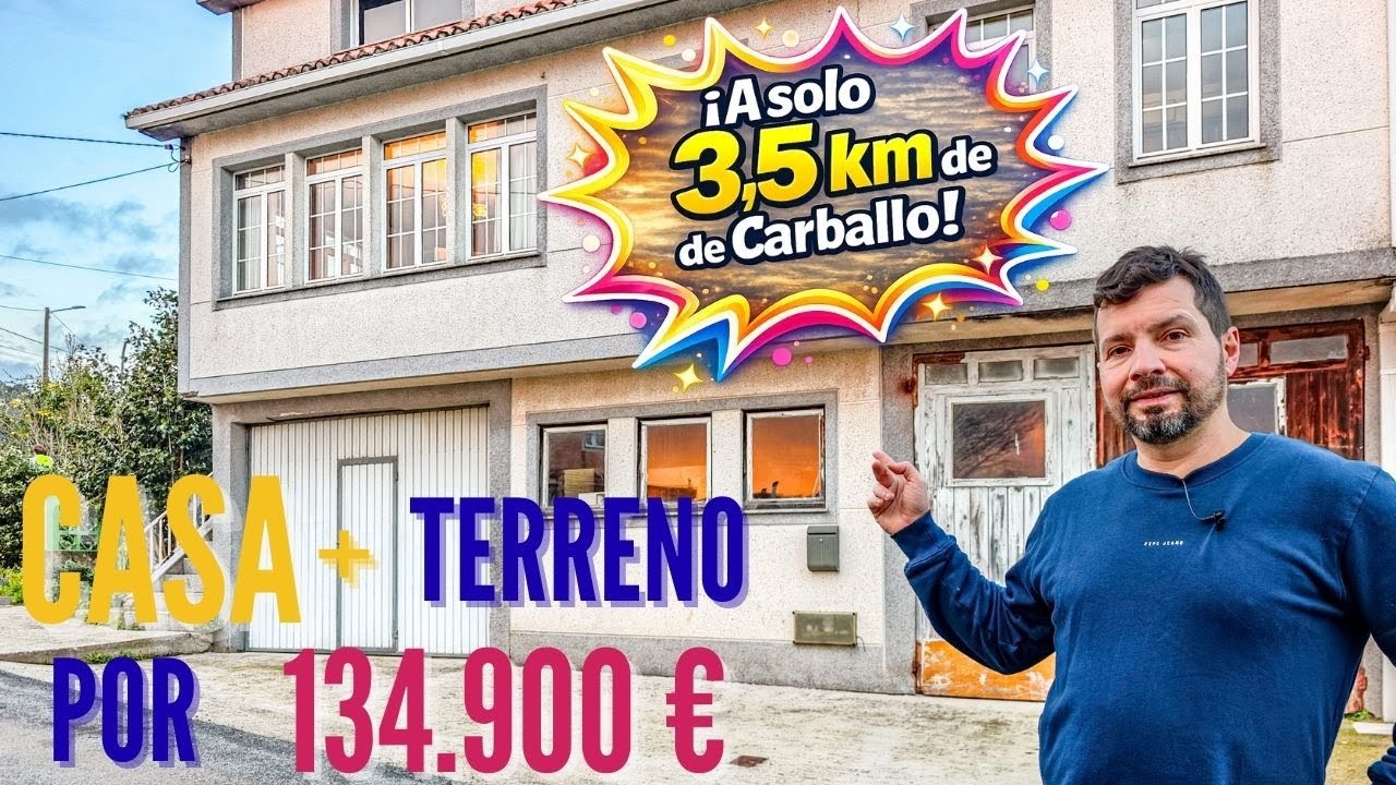 🏡 CASA con 🌿TERRENO a 3,5 Km de CARBALLO (A Coruña)por 134.900€.