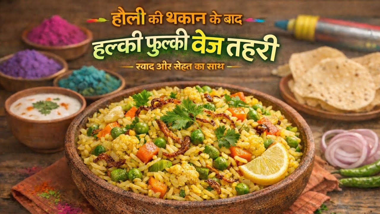 होली की थकान के बाद हल्की फुल्की वेज तहरी | 10 मिनट में टेस्टी Veg Tehri Recipe | Holi Special।