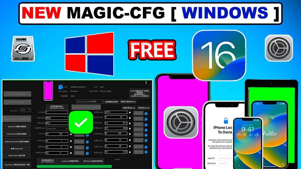 MagicCFG Windows Put Purple Mode on iPhone/iPad/iPod Change Serial Without DCSD Cable Checkm8 Window