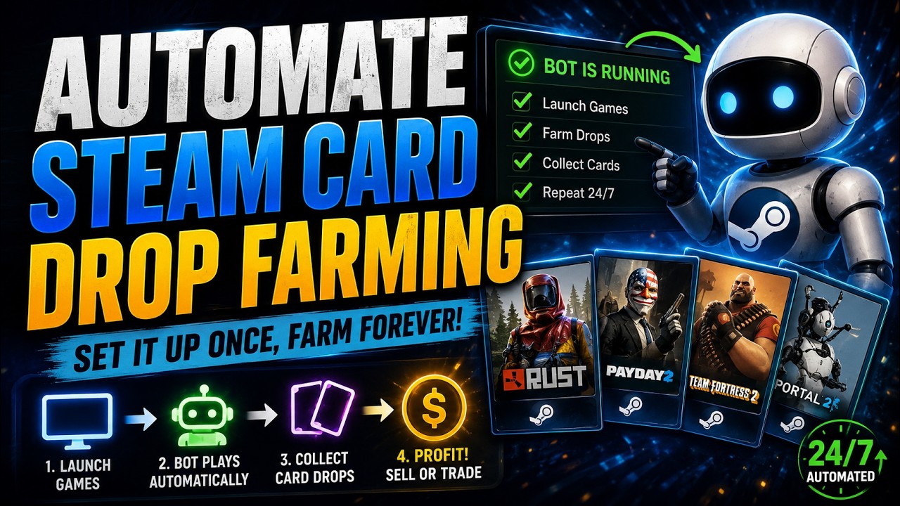 Automate Steam card drop farming