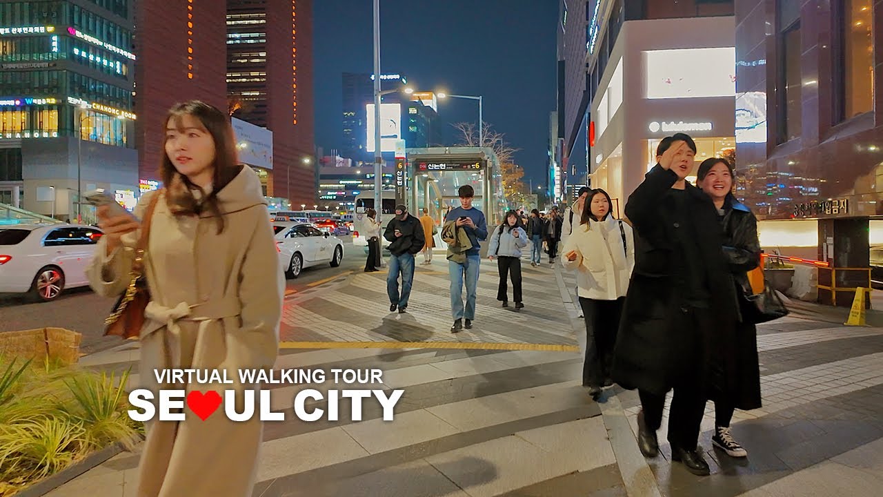 SEOUL CITY TRAVEL 44 - Lotte World Christmas Lights, Seokchon Lake & Gangnam Station, Teheran-ro, 4K