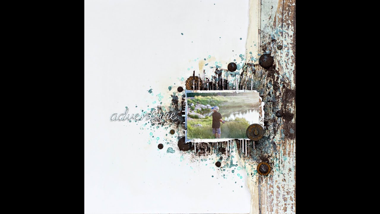 Adventure 12x12 mixed media scrapbook layout tutorial