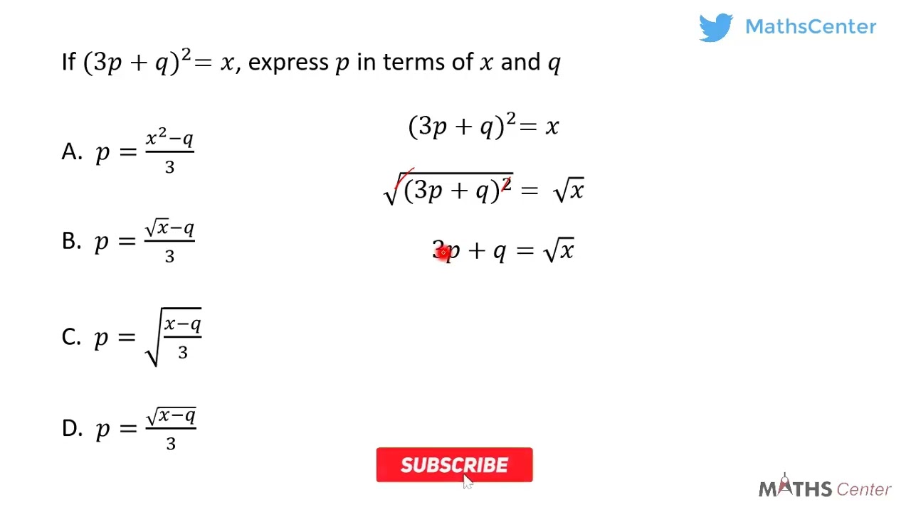 Change of Subject | Likely Examination Questions | Maths Center