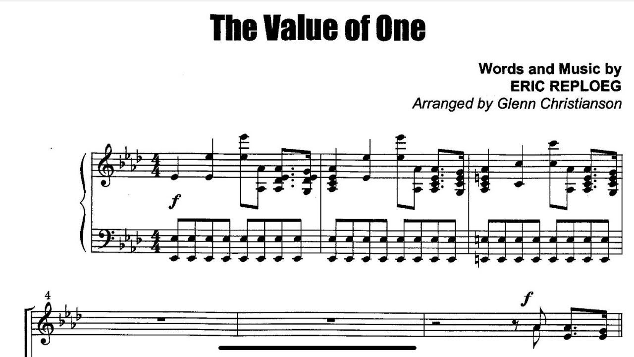 THE VALUE OF ONE (Glenn Christianson Arrangement) - Accompaniment/minus One/Instrumental