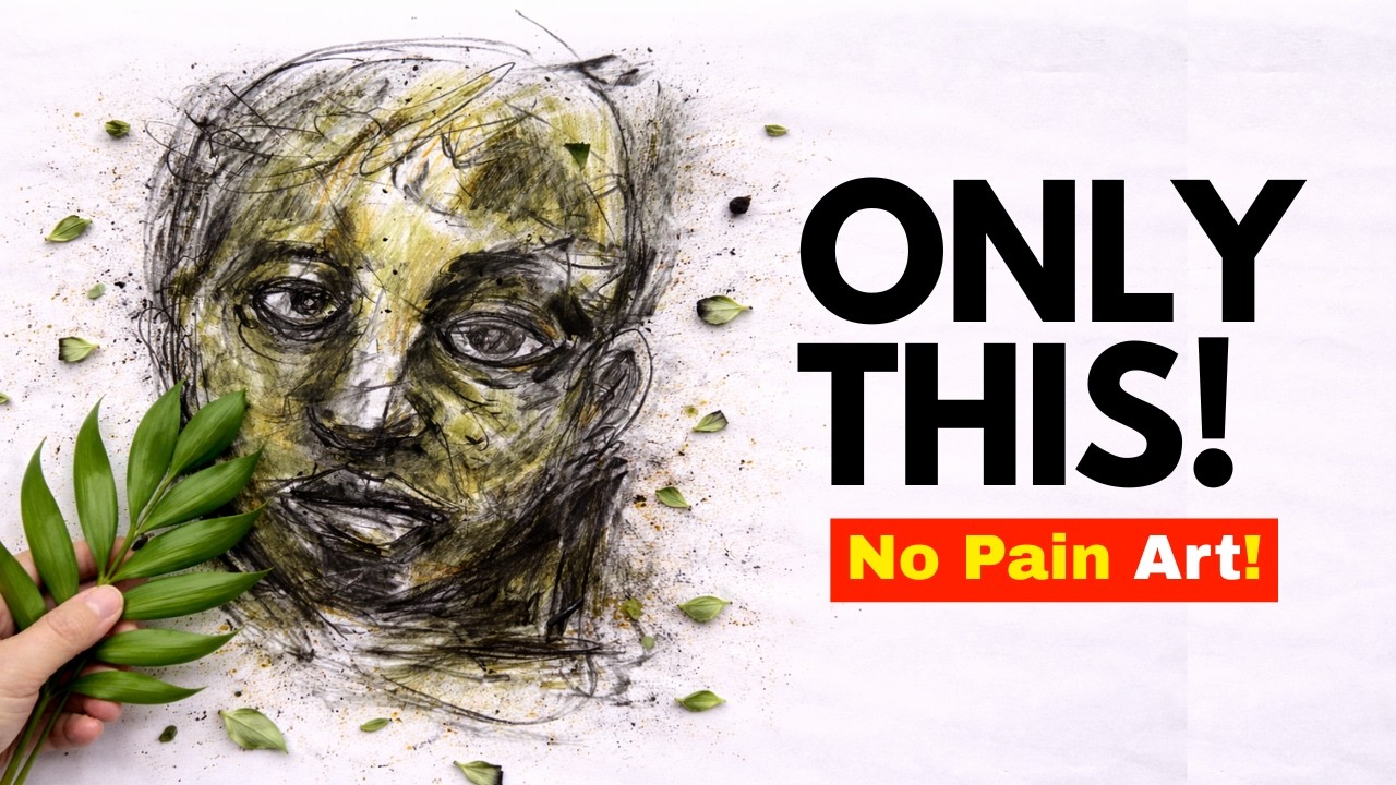 How i can use LEAF and CHARCOAL to make ART? No Paint Challenge!