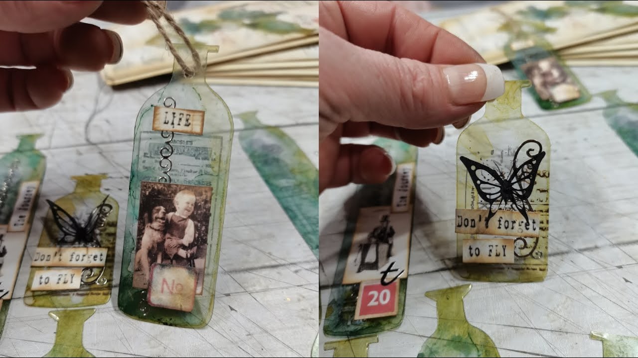 Making Vintage  bottle tags from packaging material