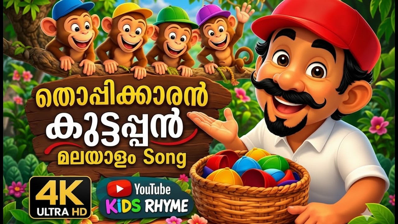 THOPPIKKARAN KUTTAPPAN | Malayalam Kids Song 🧢🎶 | Nursery Rhymes for Children