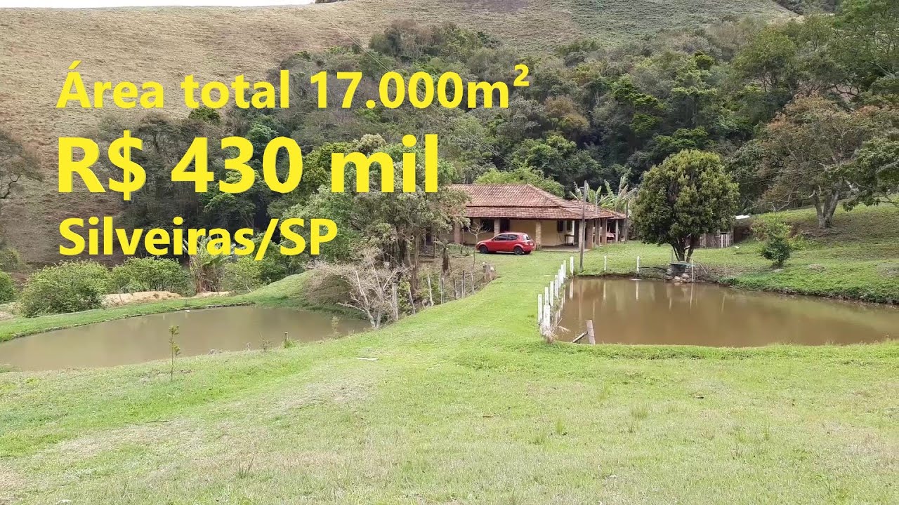 LINDA CHÁCARA A VENDA com 3 lagos com peixes e pequeno rio passando na cidade de Silveiras/SP