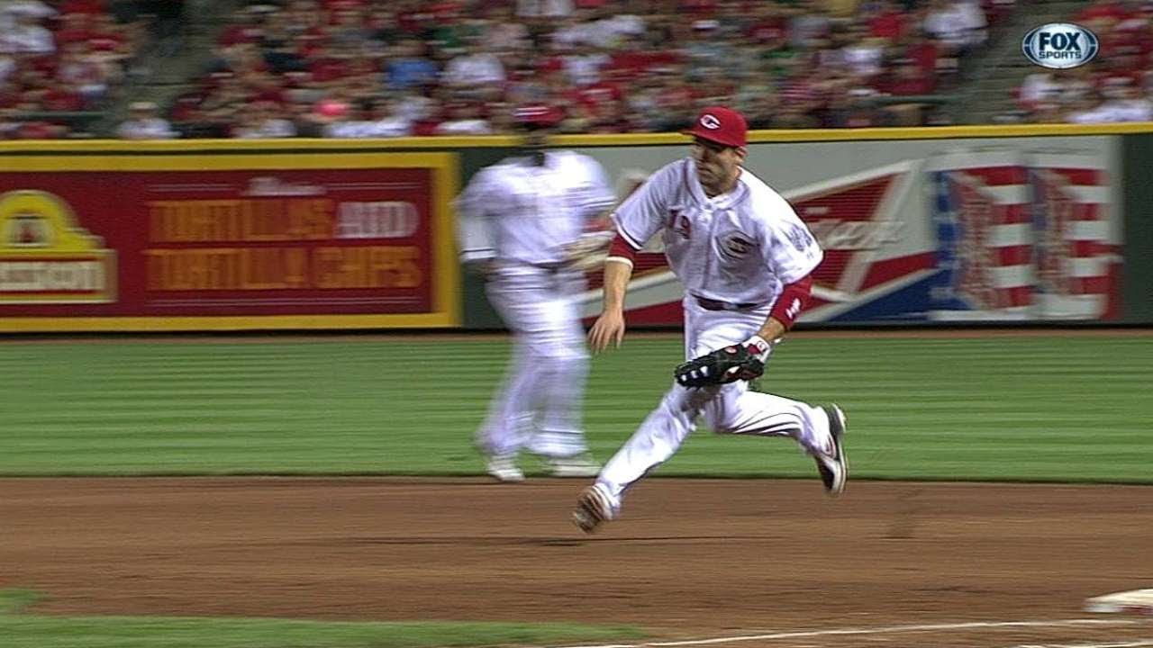 Joey Votto flips behind back, Matt Latos barehands it June 8 2013