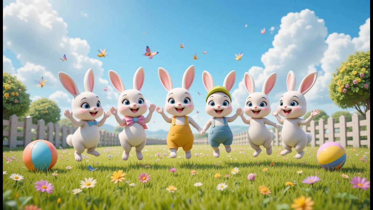Five Little Bunnies Jumping On The Ground | Fun Easter Bunny Song for Kids | Sing Along With Kids