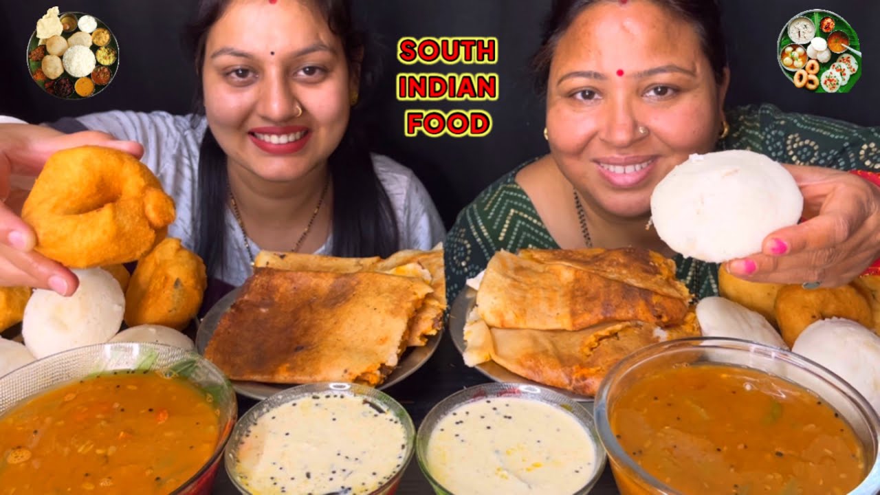 Eating South Indian Food I Eating Idli, Sambar, MasalaDosa, Vada ISouth Indian Challenge I Foodie Gd