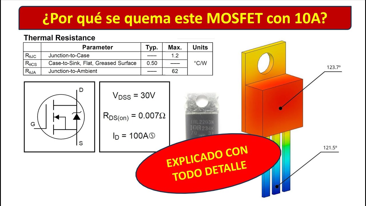 ¿Por qué se quema un MOSFET de 100A con 5A?