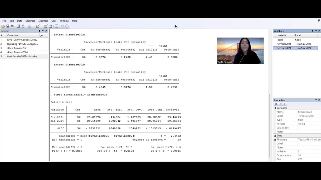 STATA Uji Beda (Paired) dan Uji Regresi Linear Berganda