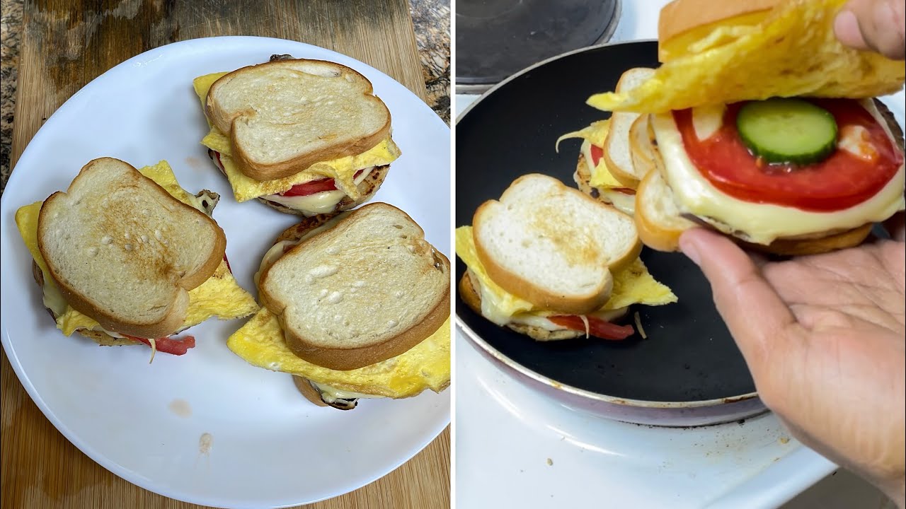 Burger Patty and Egg Cheese Sandwich Very Tasty സിമ്പിൾ ആയിട്ട് ഒരു Burger ചെയ്യത് എടുത്തല്ലോ👨🏼‍🍳