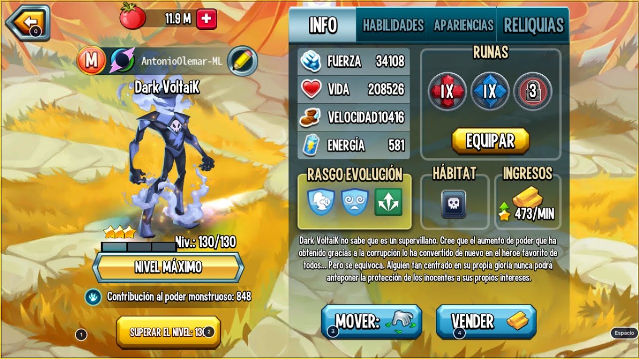 Review de Dark Voltaik(Level 130) - Monster Legends