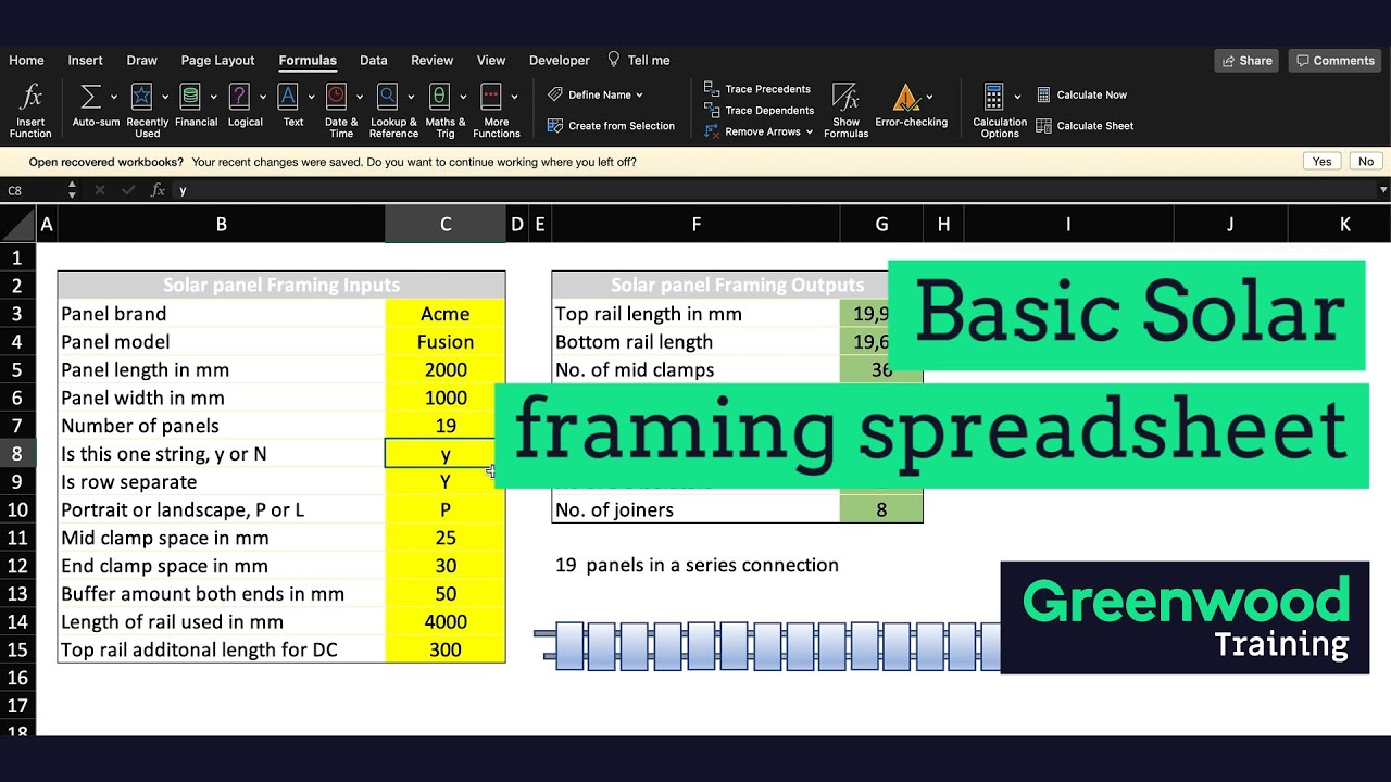 Basic Solar Framing Spreadsheet