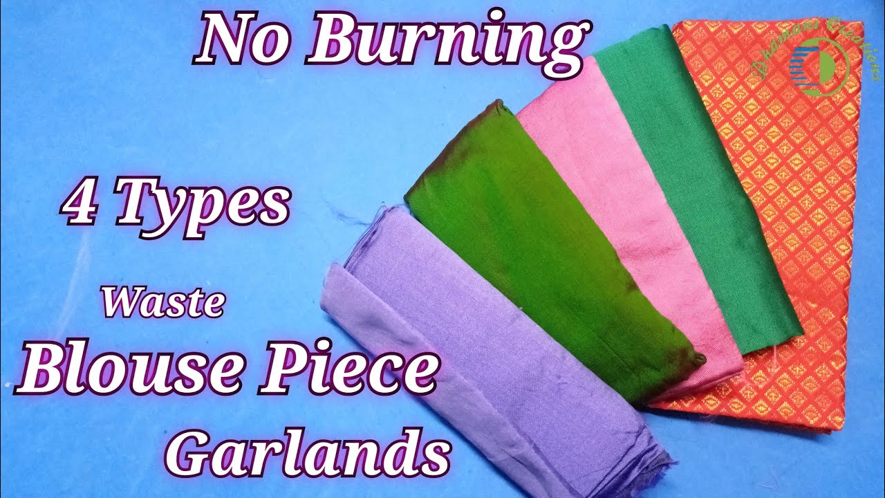 4 Types of Waste Blouse Piece Garland Without Burning | Fabric Garland