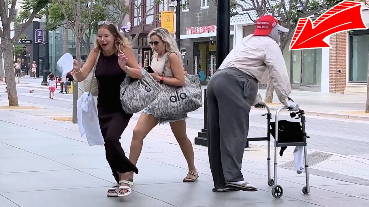Old Man Farts On Women Of Los Angeles While Wearing MAGA HAT!!!