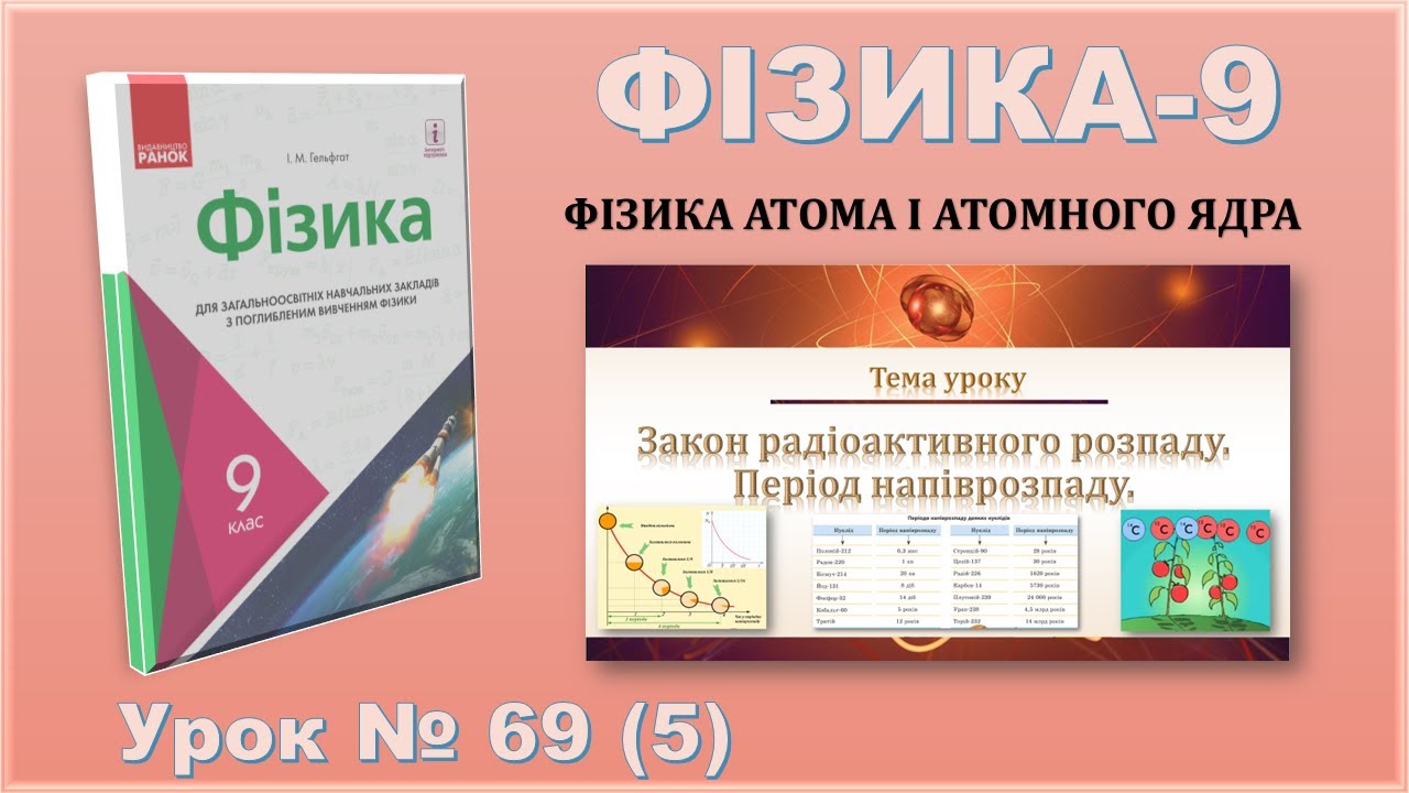ФІЗИКА-9 | Урок 69 (5) | Закон радіоактивного розпаду. Період напіврозпаду.
