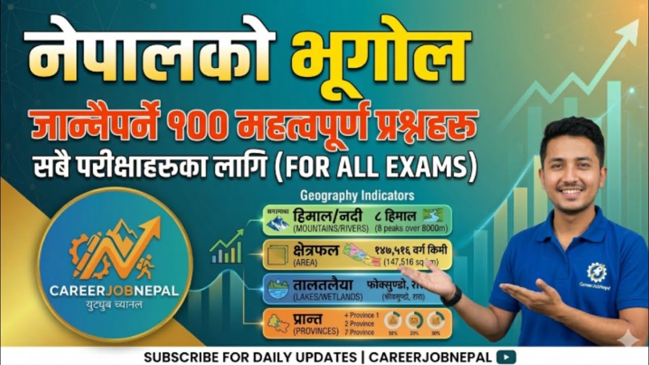 नेपालको भूगोल सम्बन्धि १०० महत्वपूर्ण प्रश्नहरू | Geography of Nepal GK for Loksewa | CareerJobNepal