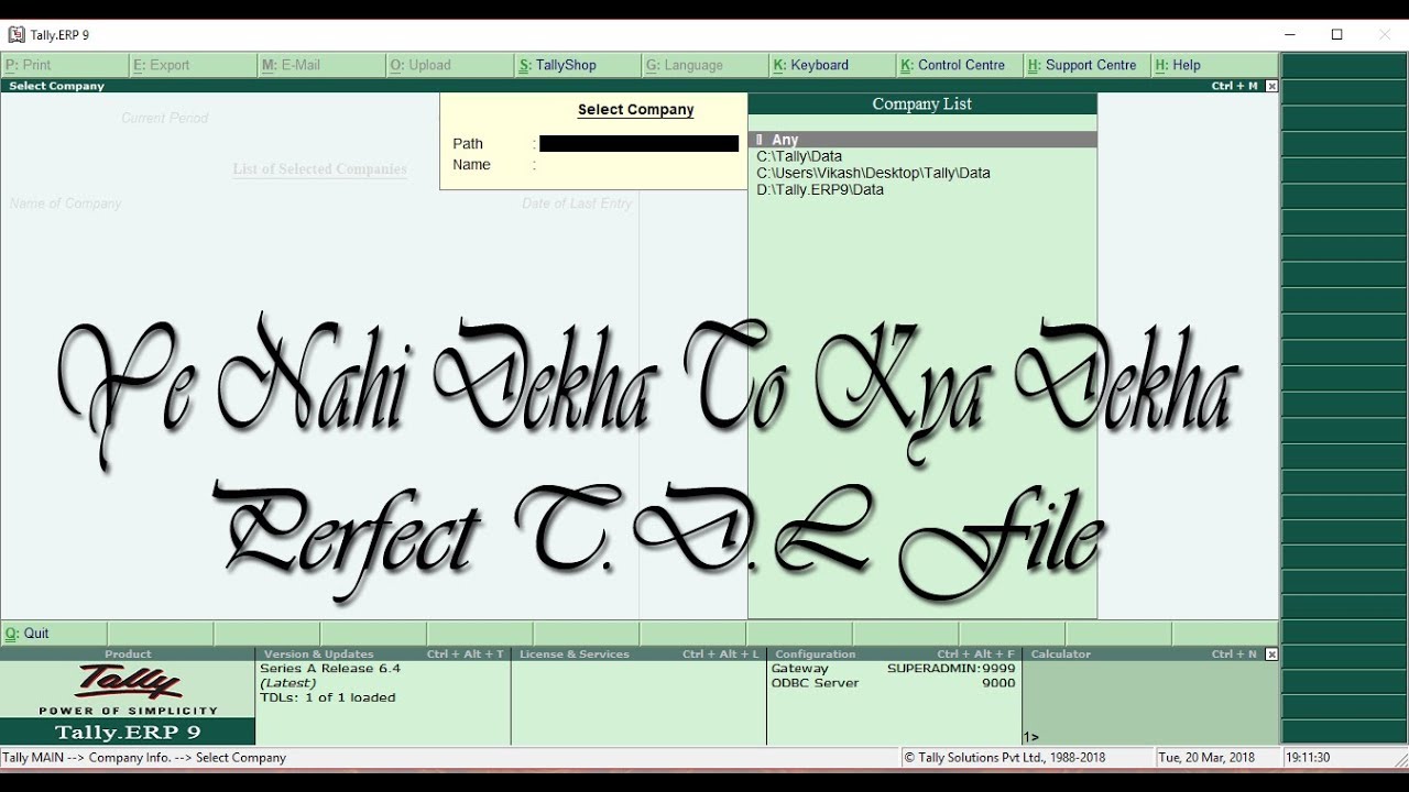 Tally Data Path Setup TDL