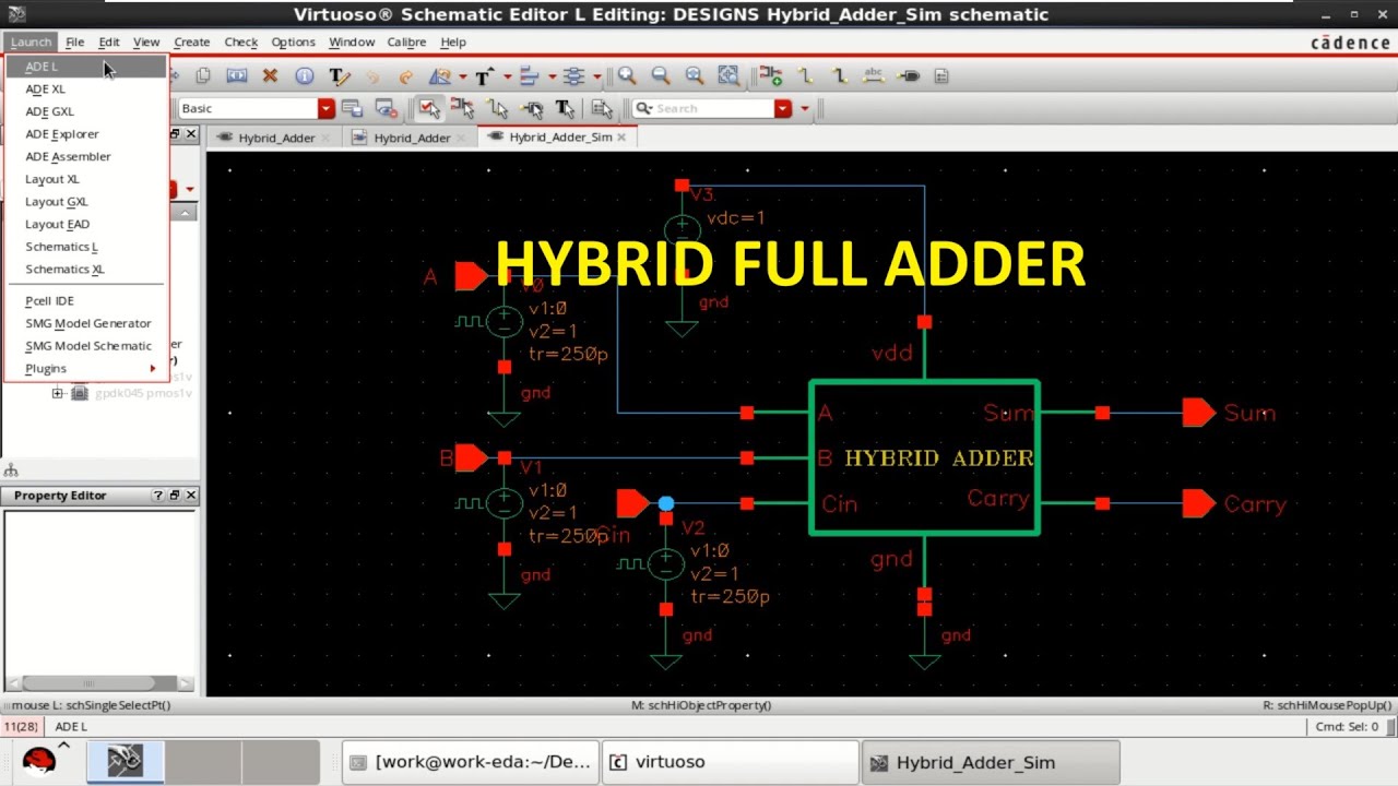 HYBRID FULL ADDER in Cadence | Delay | AvgPower | PDP.