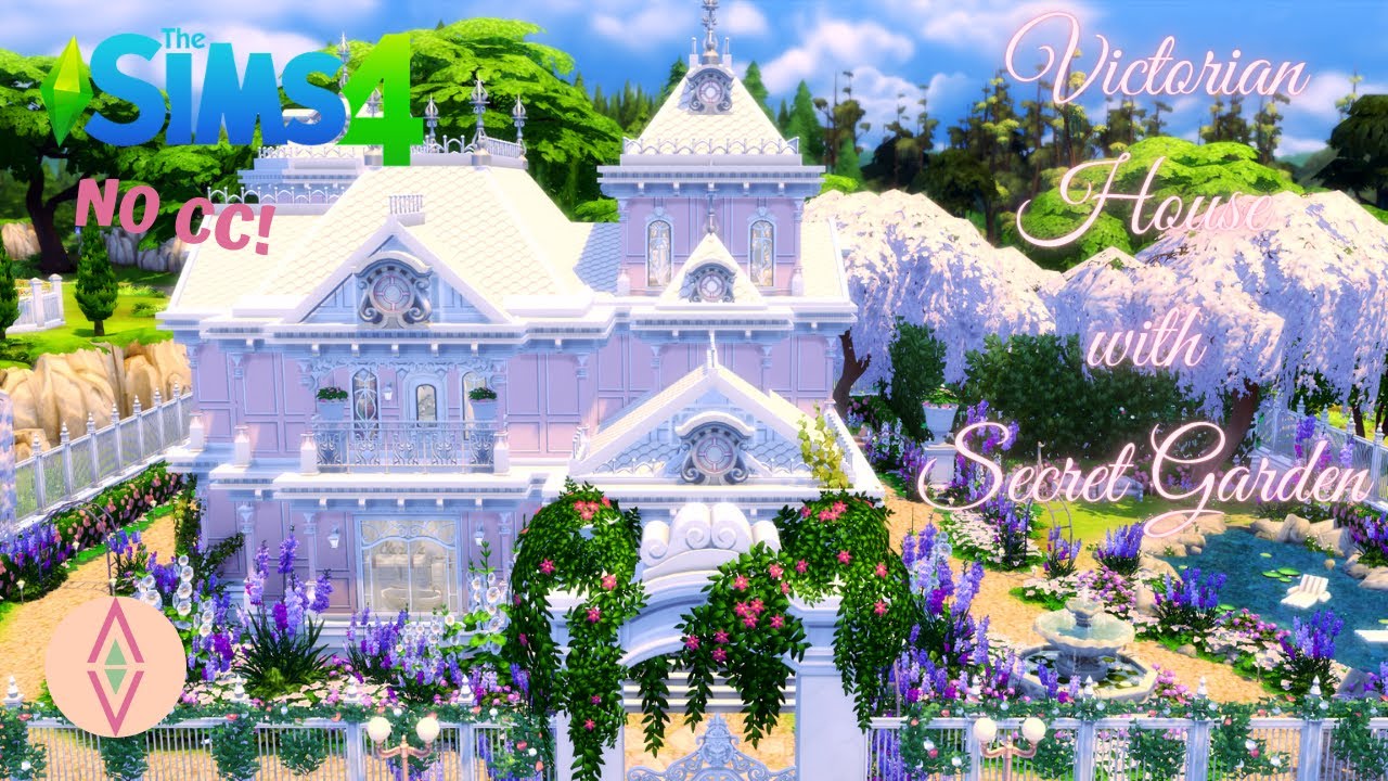 PINK VICTORIAN HOUSE WITH SECRET GARDEN 🌺 (NO CC) - THE SIMS 4 STOP MOTION - THINK LIKE A SIM