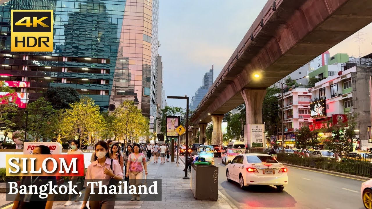 [BANGKOK] Night Walking In Downtown | Silom Road - Bangkok's Business District | Thailand [4K HDR]