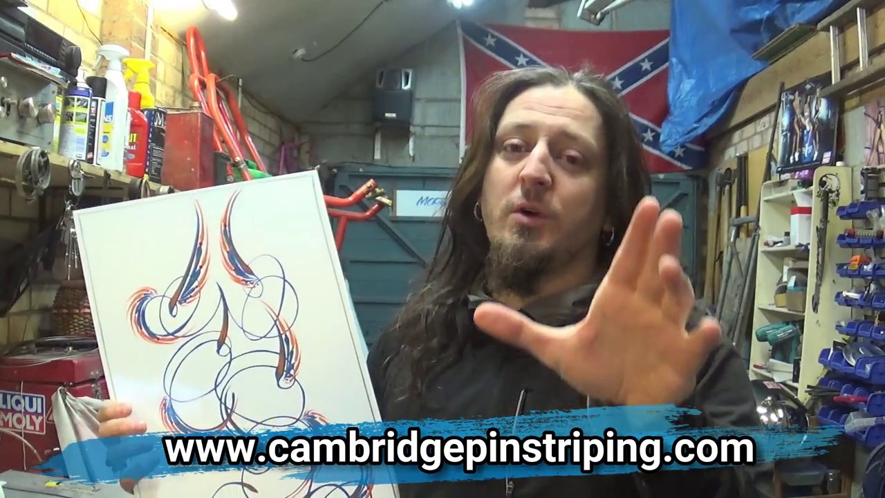 Cambridge Pinstriping, Pinstriping a panel for my little Online Shop