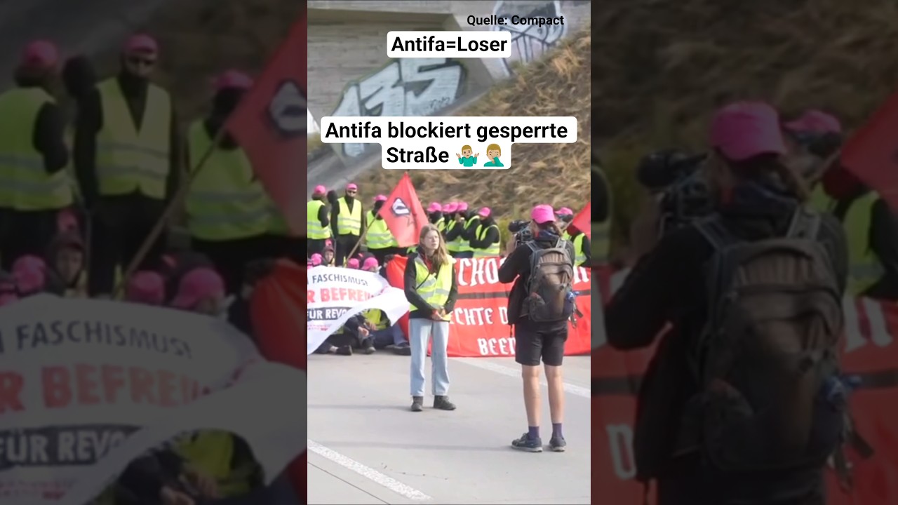 Antifa-Loser blockieren gesperrte Stra&szlig;e🤭 Compact#afd #deutsch #deutschland #shorts #politik #erfurt