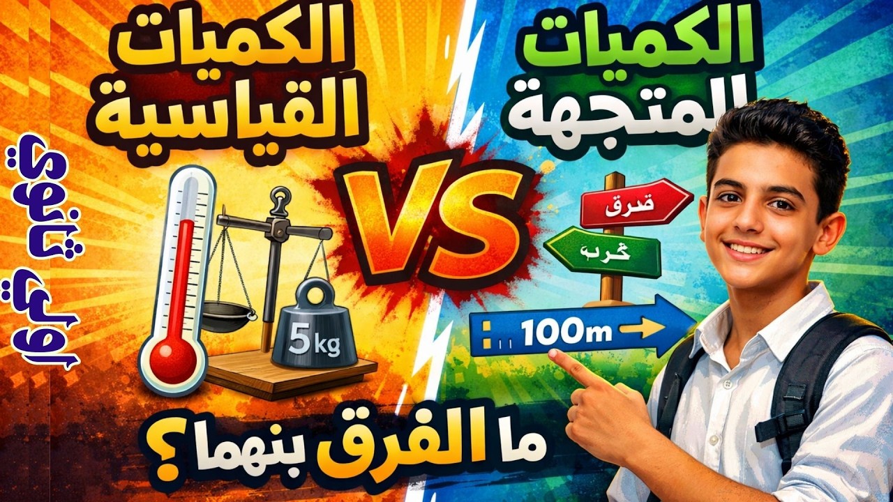 الفرق بين الكميات القياسية والكميات المتجهة ببساطة 🔥 | أولى ثانوي هندسة