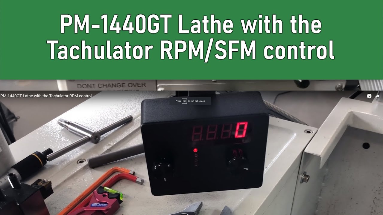 PM-1440GT Lathe with the Tachulator RPM/SFM control