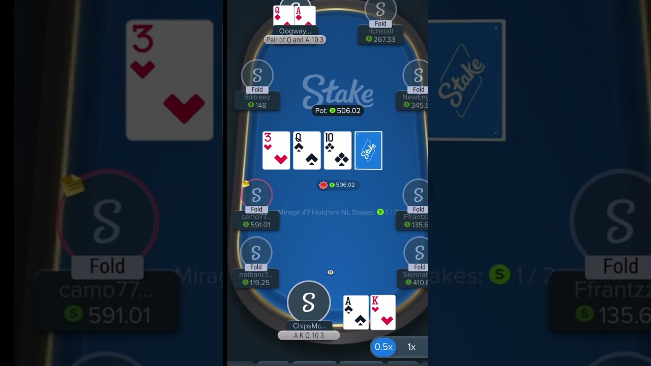 AK all in $500 pot - Lucky? - Stake Poker Real Money