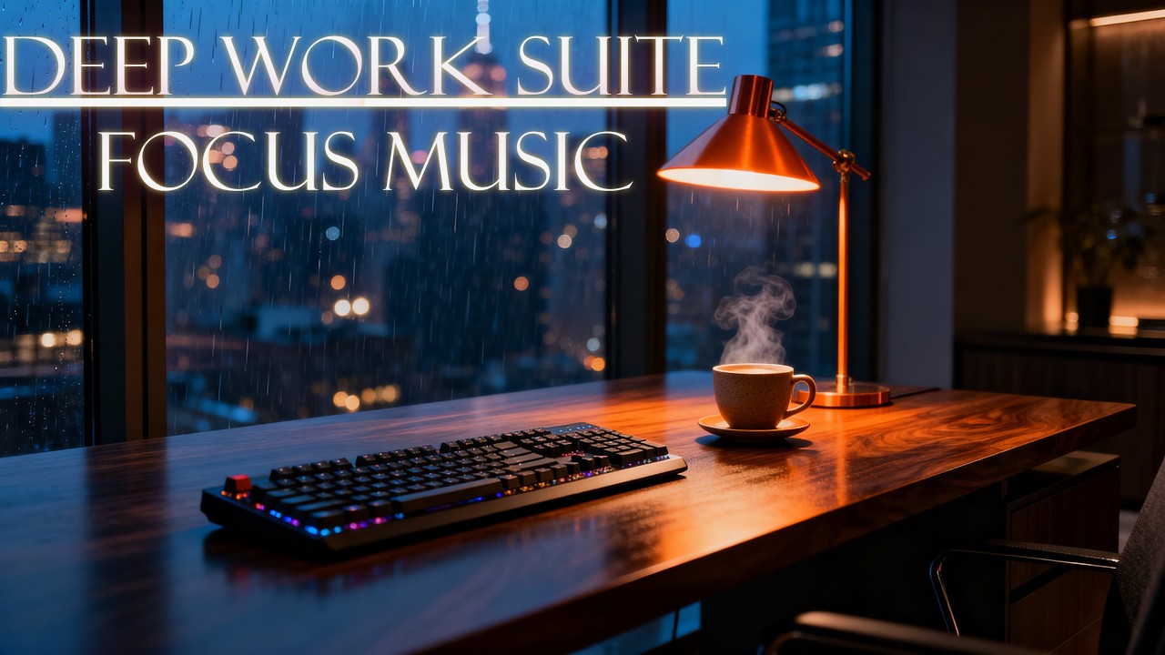 WORK MUSIC for Deep Focus, Productivity & Flow | Rainy Office Ambience | 3 Hours