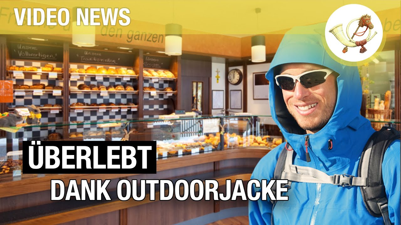 Mann in Survival-Outdoorjacke überlebt Weg zum Bäcker