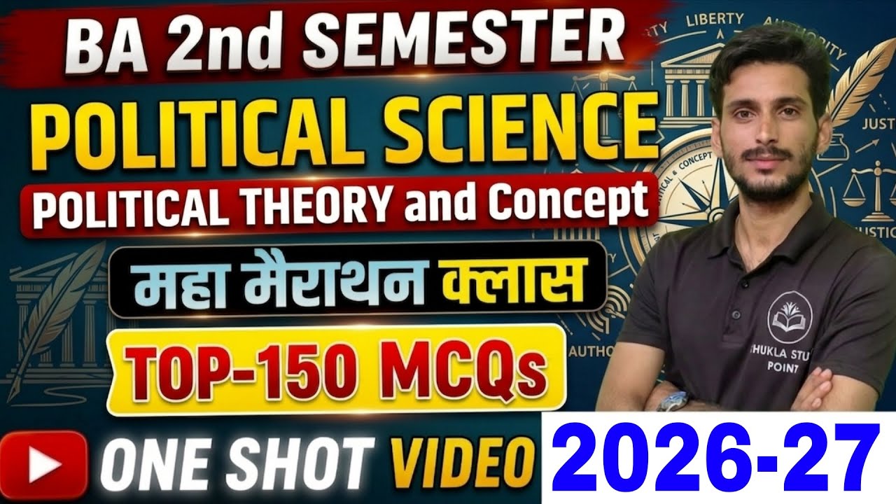Political science ba 2nd Semester | political theory and concepts | Top-150 MCQs | model paper-2026