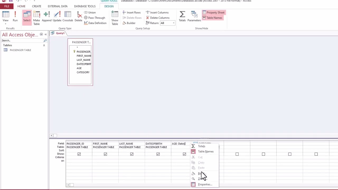 How to Calculate Age Using a Date of Birth IN MS ACCESS QUERY