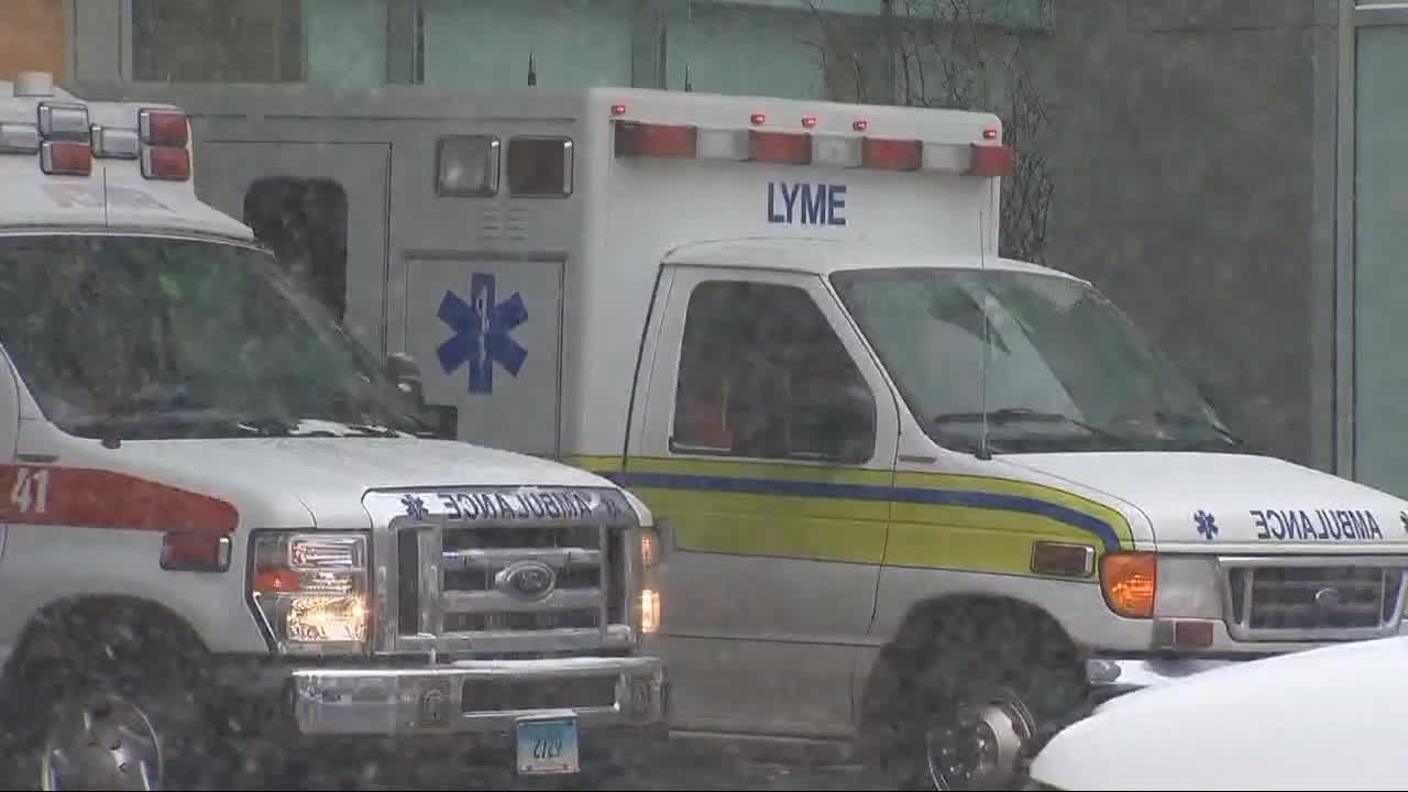Web Extra: Ambulances arrive at Yale-New Haven Hospital after bus crash