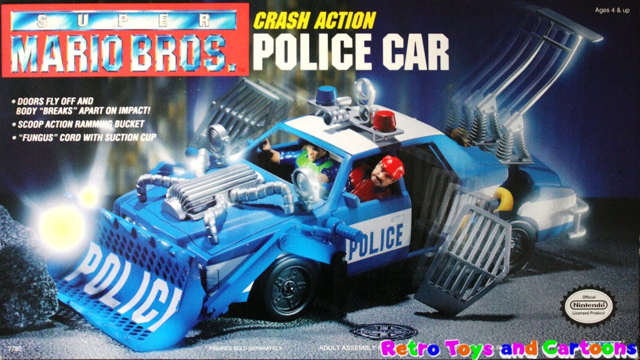 Super Mario Bros Crash Action Police Car ERTL Commercial Retro Toys and Cartoons