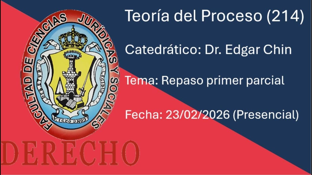 Clase de Teoría del Proceso, clase repaso para el primer parcial, 23/02/26 (DERECHO, USAC)
