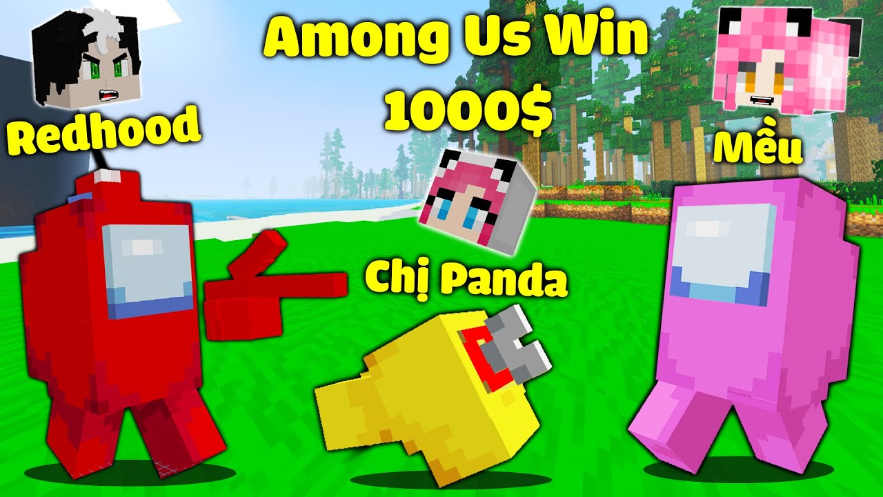 MỀU THỬ THÁCH LÀM IMPOSTOR TROLL TREAM AMONG US TRONG MINECRAFT*REDHOOD HẸN HÒ VỚI MỀU TRONG AMONGUS
