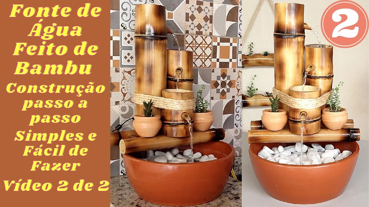 FONTE DE ÁGUA FEITO DE BAMBU. Vídeo 2 de 2.