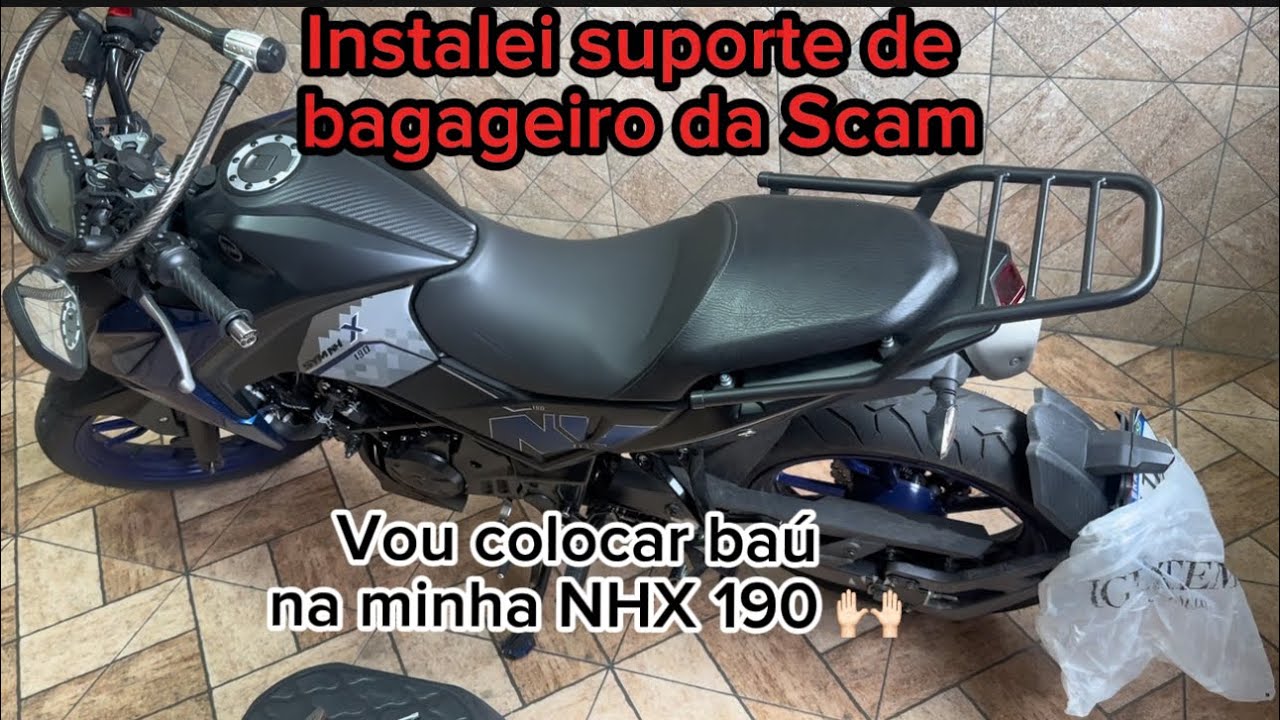 NHX 190 Dafra, instalei suporte de baú da scam. Unbox. Agora sim coloco o baú!!🙌🏻🏍️