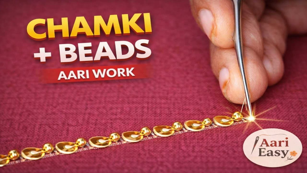 Chamki with Beads Aari Work | Neat Finish | Easy Method