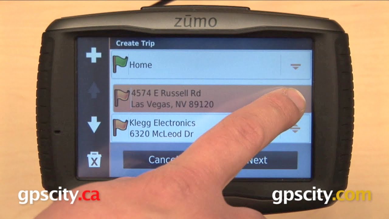 Garmin zumo 590LM: Creating a Route with the Trip Planner with GPS City