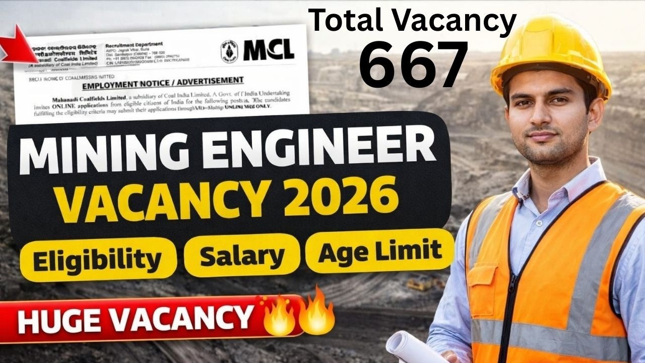MCL Mining Engineer Vacancy 2026 🔥 Huge Vacancy | Eligibility, Salary, Age Limit & Full Details