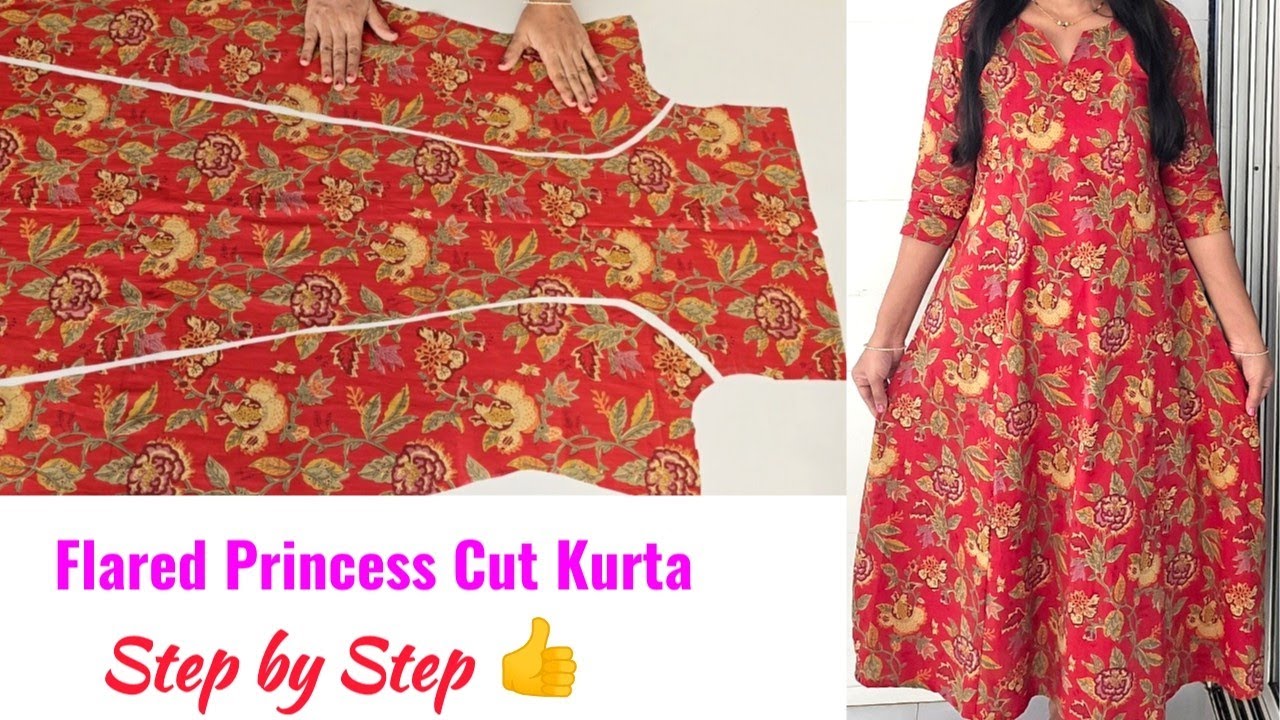 Раскрой и пошив курти с расклешенным силуэтом 