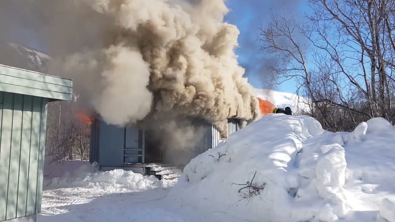 House on fire, Fire Department in Tromsø training.
