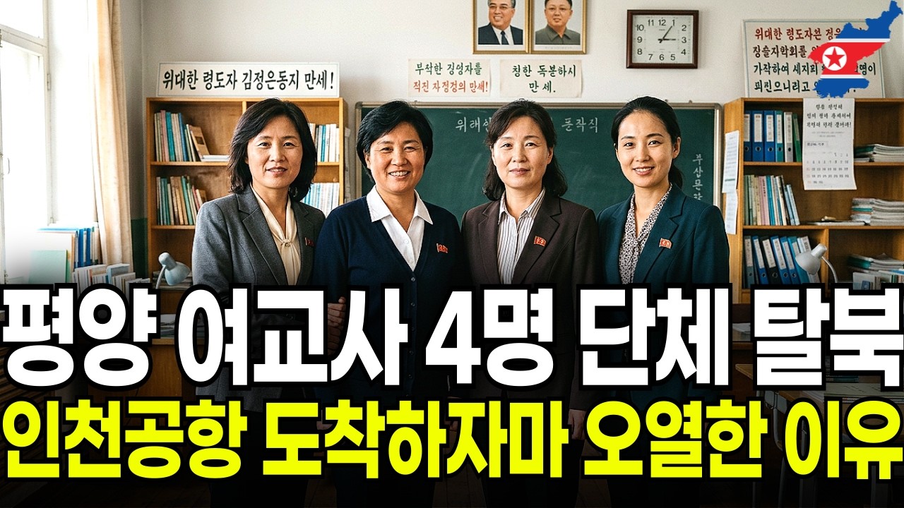 북한 여교사 4명 집단 탈북 | 한국 인천공항에 도착하자마자 놀란이유?